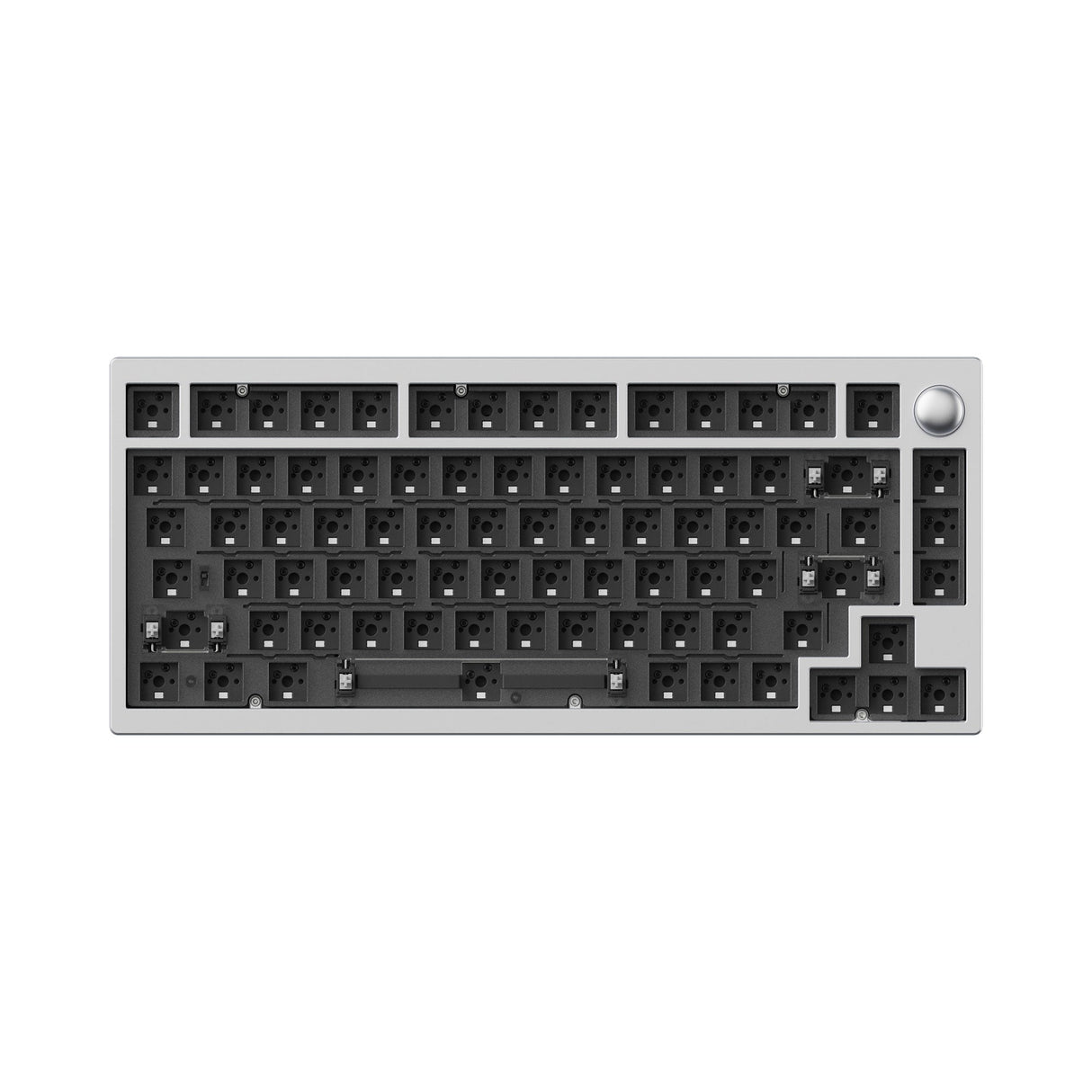 Lemokey P1 Pro QMK/VIA Wireless Custom Gaming Keyboard 75 Percent Layout Aluminum Space Silver Barebone for Windows Mac Linux