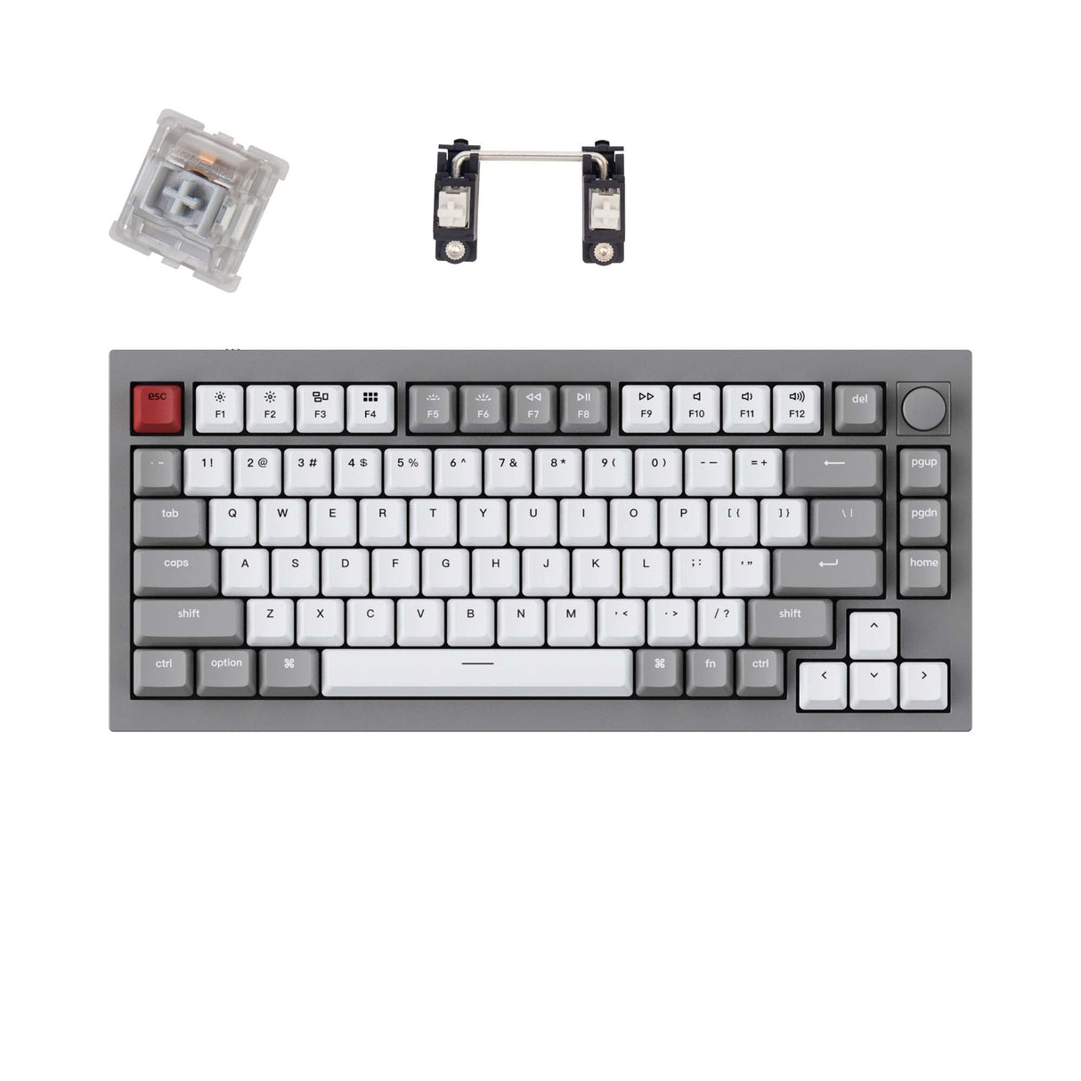 Keychron-Q1-QMK-75-Custom-Mechanical-Keyboard-Knob-Grey-Gateron-Phantom-Silver