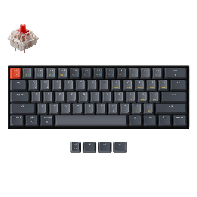 Keychron K12 60% compact hot-swappable wireless mechanical keyboard for Mac and Windows with White RGB backlight Gateron mechanical switch red