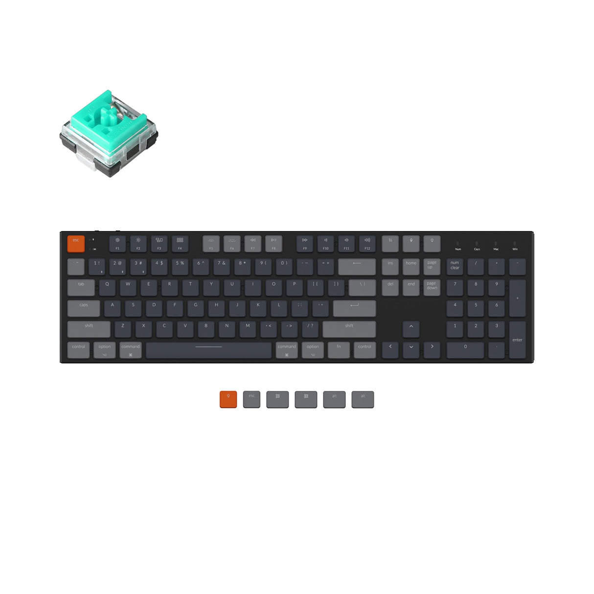 keychron k5 wired wireless low profile mechanical keyboard rgb backlight gateron optical switch mint mac and windows