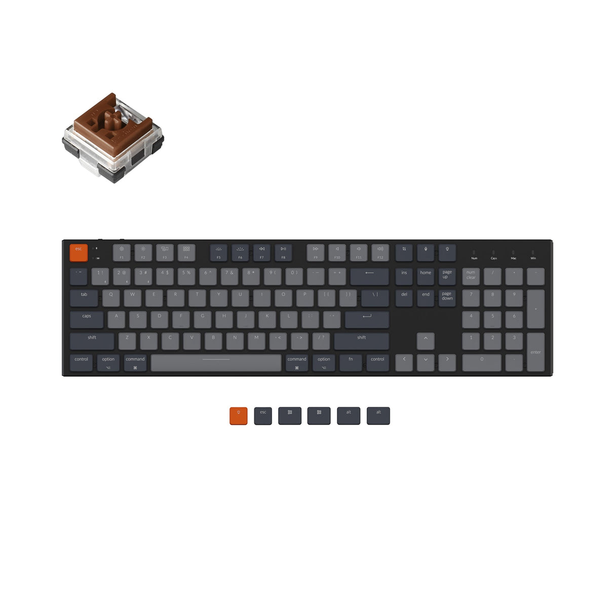 keychron k5 wired wireless low profile mechanical keyboard rgb backlight gateron optical switch brown mac and windows